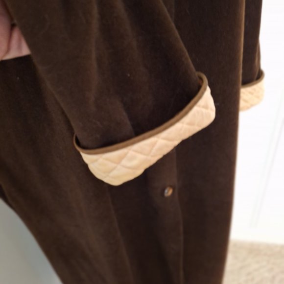Vanity Fair Vintage Dressing Gown/Bathrobe Size 16 Brown & Tan Quilted - Picture 5 of 6